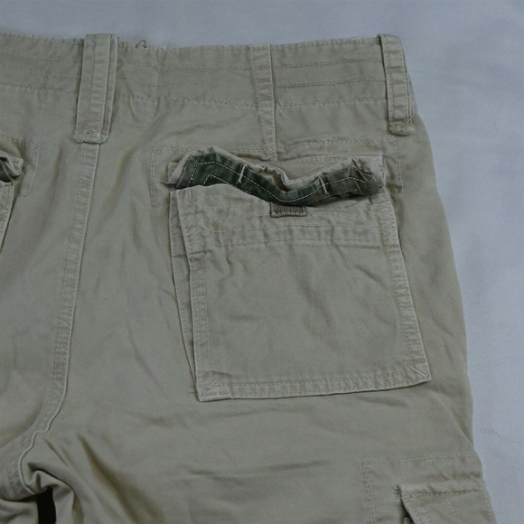 American Eagle 31 x 13" Khaki Distressed Longer Length‎ Fatigue Cargo Shorts - Picture 4 of 5